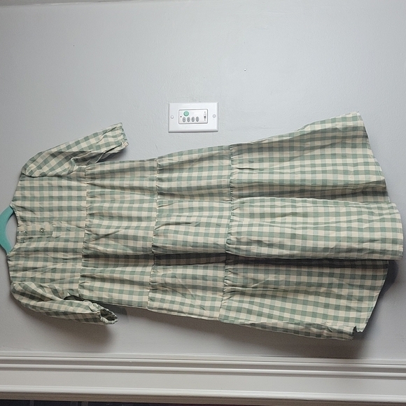 Delicat New York Short Sleeve Gingham Long Robe Dress Slaye/White-Size 7 - Picture 9 of 10